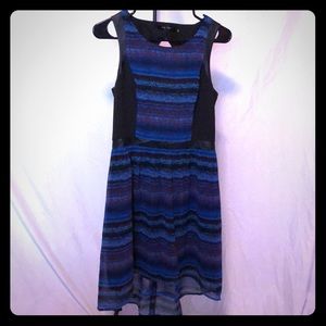 eric+lani black/multi hi/low dress w back cut out